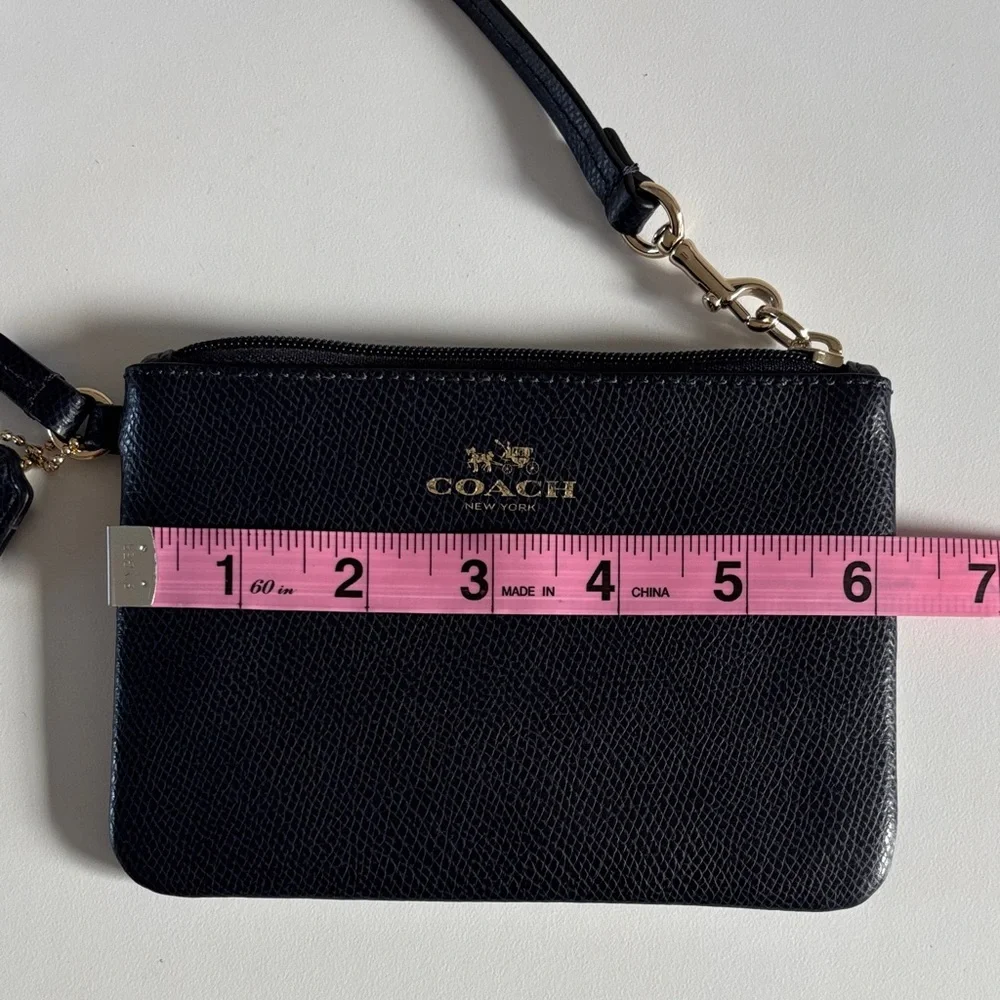 Coach Navy Blue Leather‎ Corner Wristlet